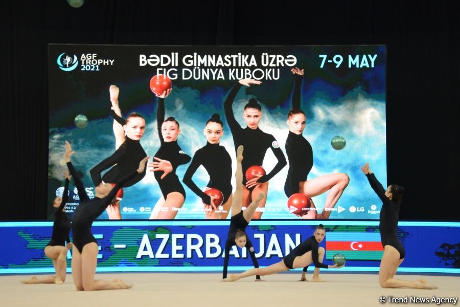 Group teams perform at National Gymnastics Arena as part of Rhythmic Gymnastics World Cup in Baku (PHOTO)