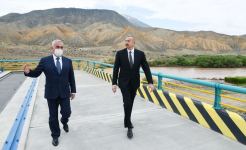 President Ilham Aliyev views construction of Ordubad Hydroelectric Power Plant (PHOTO)