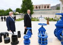 President Aliyev attends launch of project for reconstruction of drinking water supply, sewerage systems in Ordubad (PHOTO)