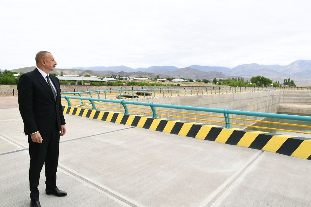President Ilham Aliyev views construction of Ordubad Hydroelectric Power Plant (PHOTO)
