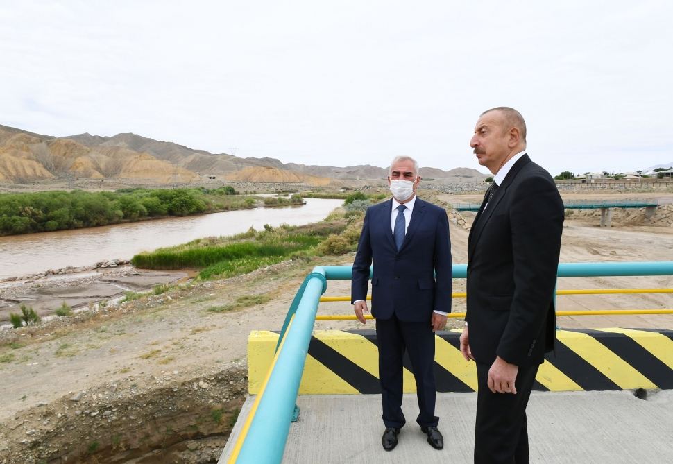 President Ilham Aliyev views construction of Ordubad Hydroelectric Power Plant (PHOTO)