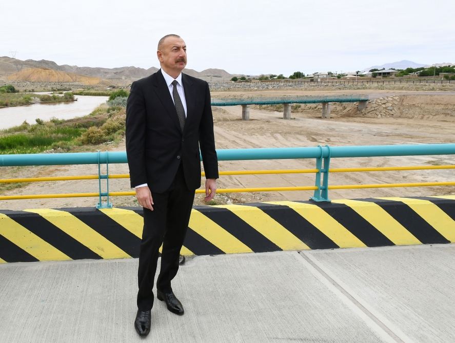 President Ilham Aliyev views construction of Ordubad Hydroelectric Power Plant (PHOTO)