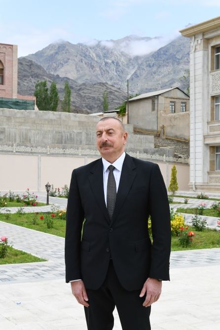President Aliyev attends launch of project for reconstruction of drinking water supply, sewerage systems in Ordubad (PHOTO)