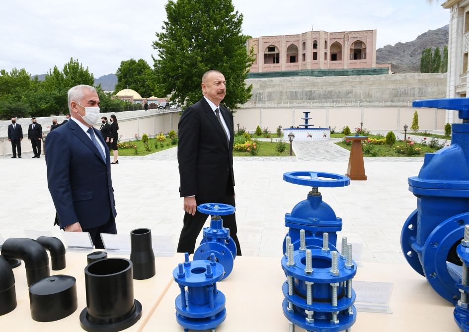 President Aliyev attends launch of project for reconstruction of drinking water supply, sewerage systems in Ordubad (PHOTO)
