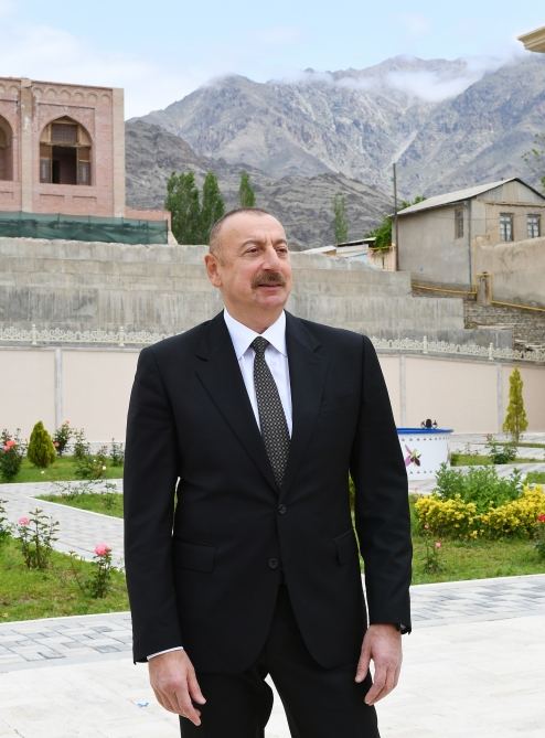 President Aliyev attends launch of project for reconstruction of drinking water supply, sewerage systems in Ordubad (PHOTO)