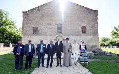 Azerbaijani president, first lady visit Albanian Church of Blessed Virgin Mary in Nij settlement, Gabala (PHOTO)
