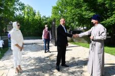 Azerbaijani president, first lady visit Albanian Church of Blessed Virgin Mary in Nij settlement, Gabala (PHOTO)