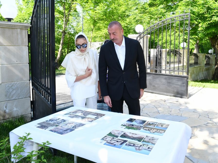 Azerbaijani president, first lady visit Albanian Church of Blessed Virgin Mary in Nij settlement, Gabala (PHOTO)