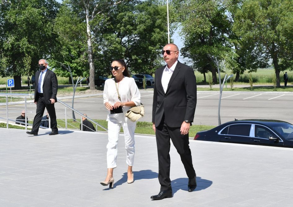 Azerbaijani president, first lady attend opening ceremony of Gabala Railway Station and Laki station - Gabala single-track railway (PHOTO)