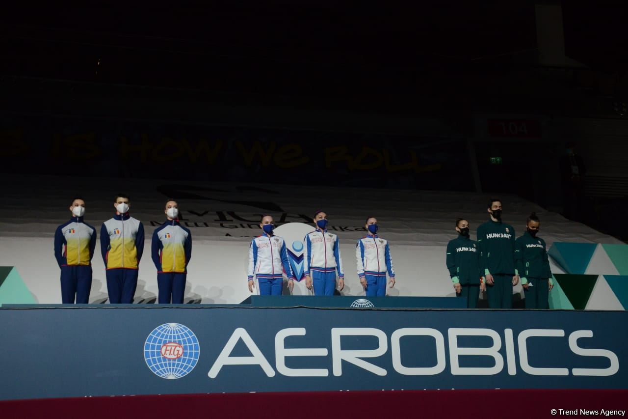 Winners of Aerobic Gymnastics World Age Group Competition in individual program and trios awarded in Baku (PHOTO)