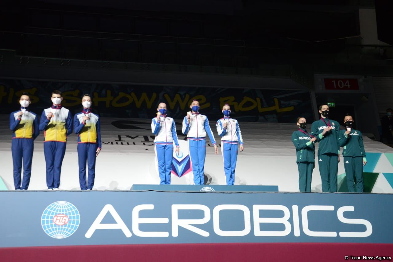 Winners of Aerobic Gymnastics World Age Group Competition in individual program and trios awarded in Baku (PHOTO)