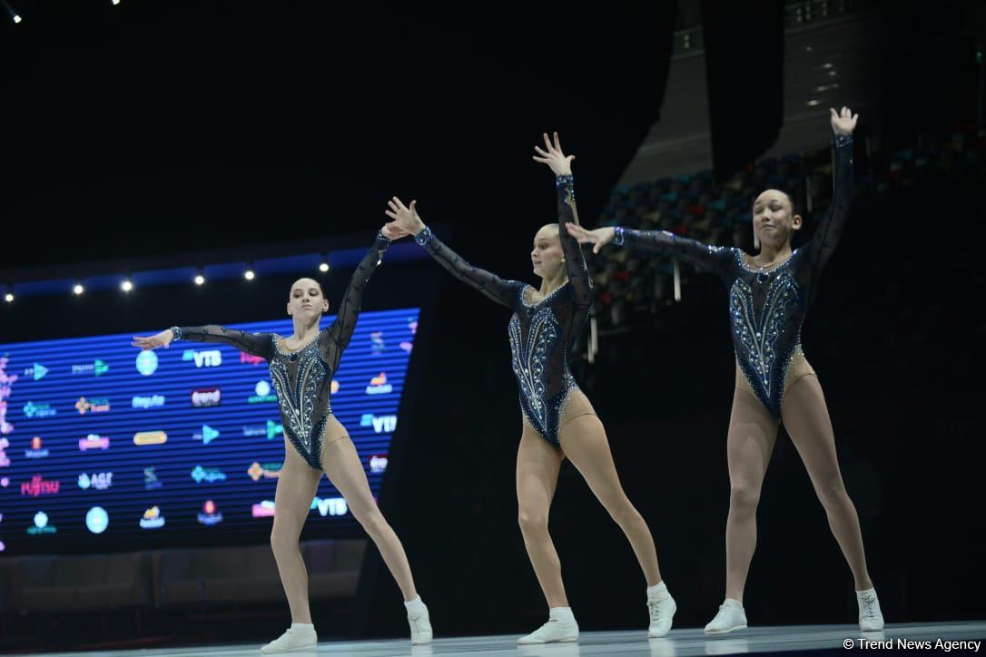 Trio from Russia took first place at the World Aerobic Gymnastics Competition in Baku