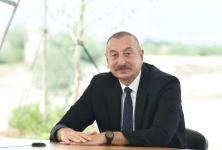 Azerbaijani president takes part in laying foundation for restoration of Aghdam city (PHOTO)
