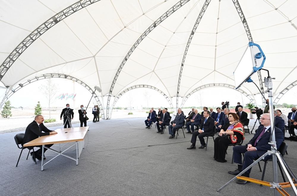 Azerbaijani president takes part in laying foundation for restoration of Aghdam city (PHOTO)