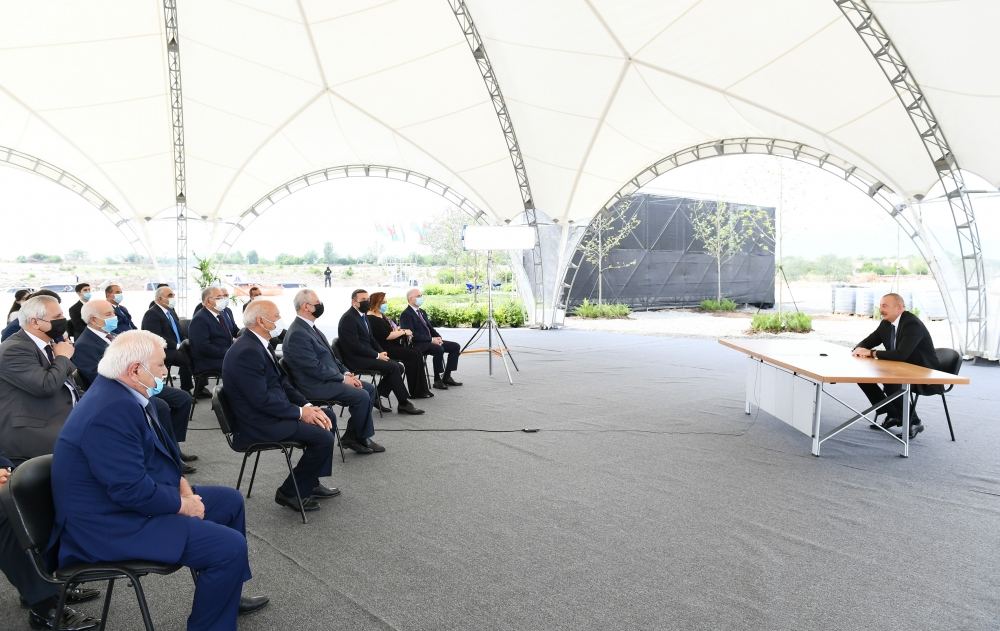 Azerbaijani president takes part in laying foundation for restoration of Aghdam city (PHOTO)