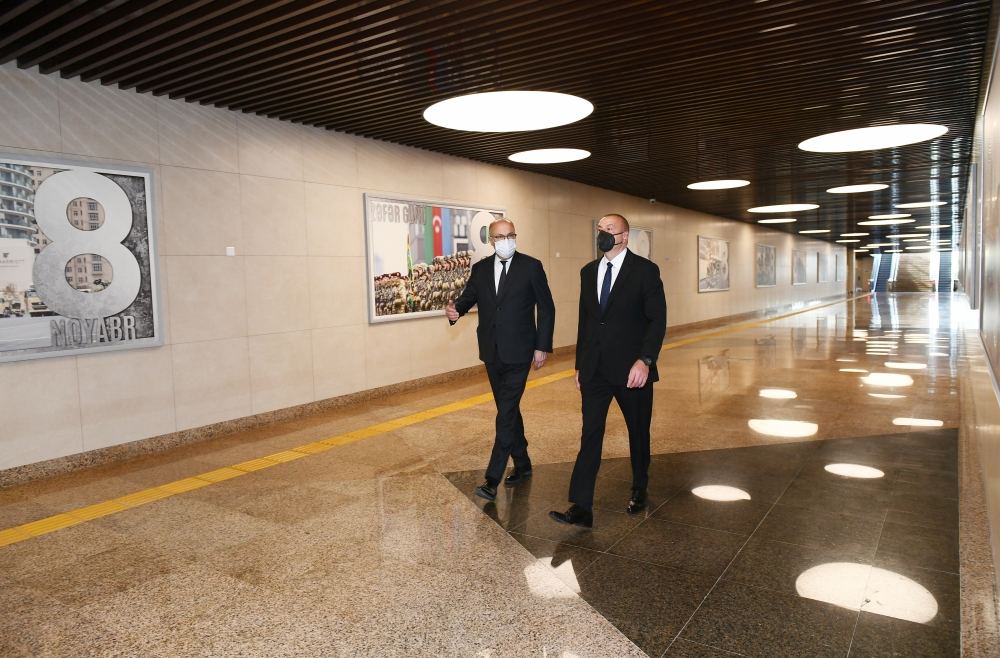 President Ilham Aliyev views conditions created at 'November 8' subway station (PHOTO)