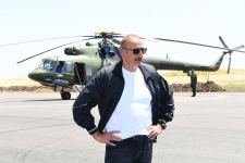 President Ilham Aliyev, First Lady Mehriban Aliyeva arrive in Fuzuli district (PHOTO)
