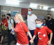 Fans preparing to watch Turkey vs Wales football match at Baku Olympic Stadium (PHOTO)