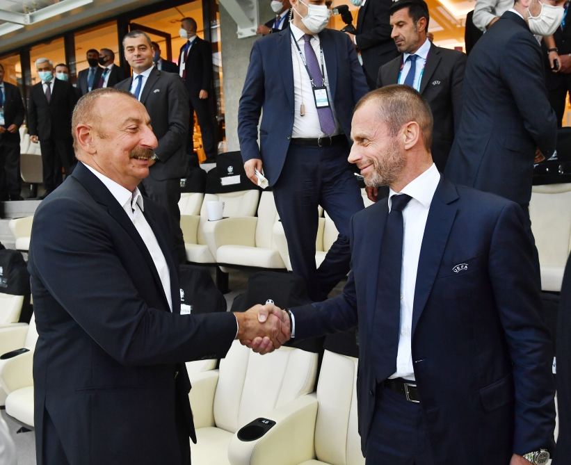 Azerbaijani, Turkish presidents watch Turkey vs Wales football match (FOTO)