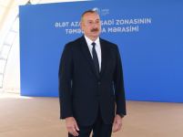 Azerbaijani president lays foundation stone for Alat Free Economic Zone, interviewed by Azerbaijan Television (PHOTO)