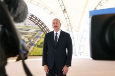 Azerbaijani president lays foundation stone for Alat Free Economic Zone, interviewed by Azerbaijan Television (PHOTO)