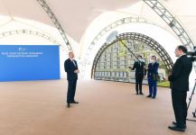 Azerbaijani president lays foundation stone for Alat Free Economic Zone, interviewed by Azerbaijan Television (PHOTO)