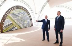 Azerbaijani president lays foundation stone for Alat Free Economic Zone, interviewed by Azerbaijan Television (PHOTO)