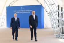 Azerbaijani president lays foundation stone for Alat Free Economic Zone, interviewed by Azerbaijan Television (PHOTO)