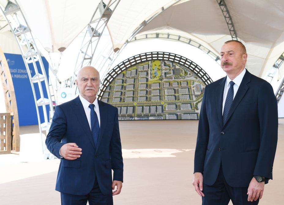 Azerbaijani president lays foundation stone for Alat Free Economic Zone, interviewed by Azerbaijan Television (PHOTO)