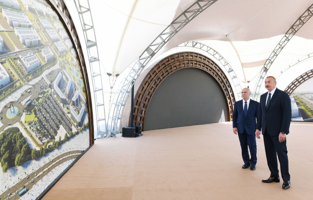Azerbaijani president lays foundation stone for Alat Free Economic Zone, interviewed by Azerbaijan Television (PHOTO)