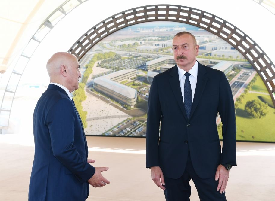 Azerbaijani president lays foundation stone for Alat Free Economic Zone, interviewed by Azerbaijan Television (PHOTO)