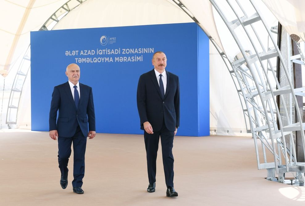 Azerbaijani president lays foundation stone for Alat Free Economic Zone, interviewed by Azerbaijan Television (PHOTO)
