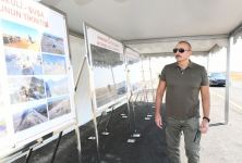 President Ilham Aliyev views completion of work at Ahmadbayli-Fuzuli-Shusha Victory road (PHOTO)