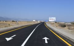 President Ilham Aliyev views completion of work at Ahmadbayli-Fuzuli-Shusha Victory road (PHOTO)
