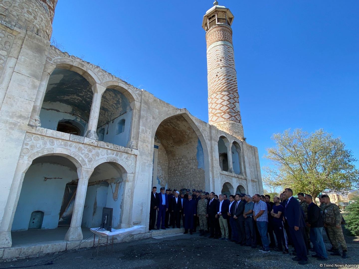 Address of Azerbaijani president to people on Remembrance Day broadcast in front of Juma Mosque in Aghdam (PHOTO)