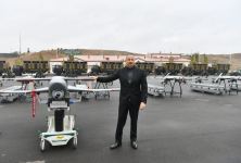 Remarkable footage: President Ilham Aliyev views Harop unmanned aerial vehicles in Jabrayil (PHOTO/VIDEO)