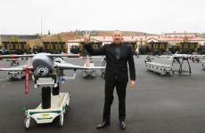 Remarkable footage: President Ilham Aliyev views Harop unmanned aerial vehicles in Jabrayil (PHOTO/VIDEO)