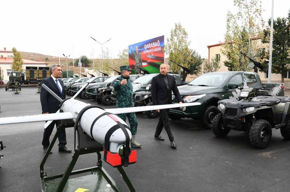 Remarkable footage: President Ilham Aliyev views Harop unmanned aerial vehicles in Jabrayil (PHOTO/VIDEO)