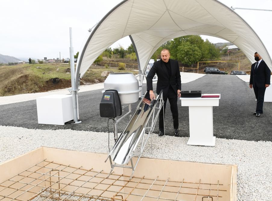 President Ilham Aliyev lays foundation for new mosque in Hadrut settlement (PHOTO/VIDEO)