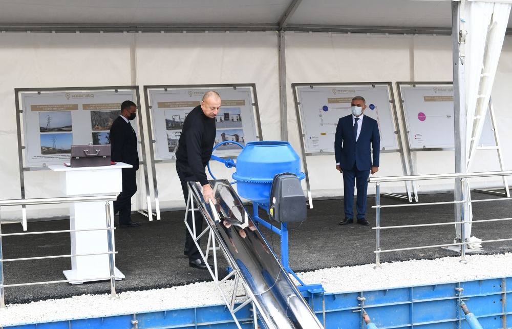 President Ilham Aliyev lays foundation for Hadrut junction substation (PHOTO/VIDEO)
