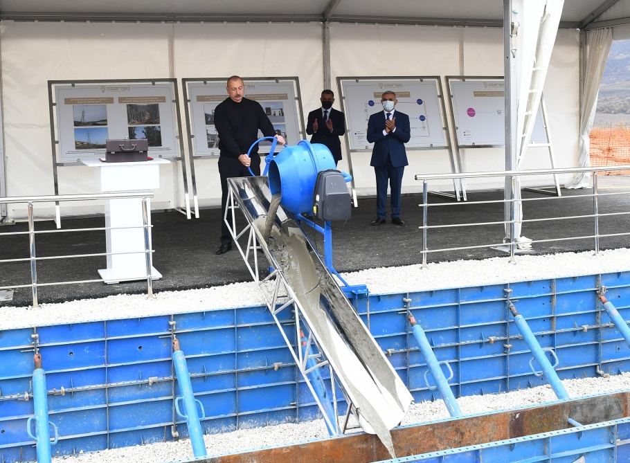 President Ilham Aliyev lays foundation for Hadrut junction substation (PHOTO/VIDEO)