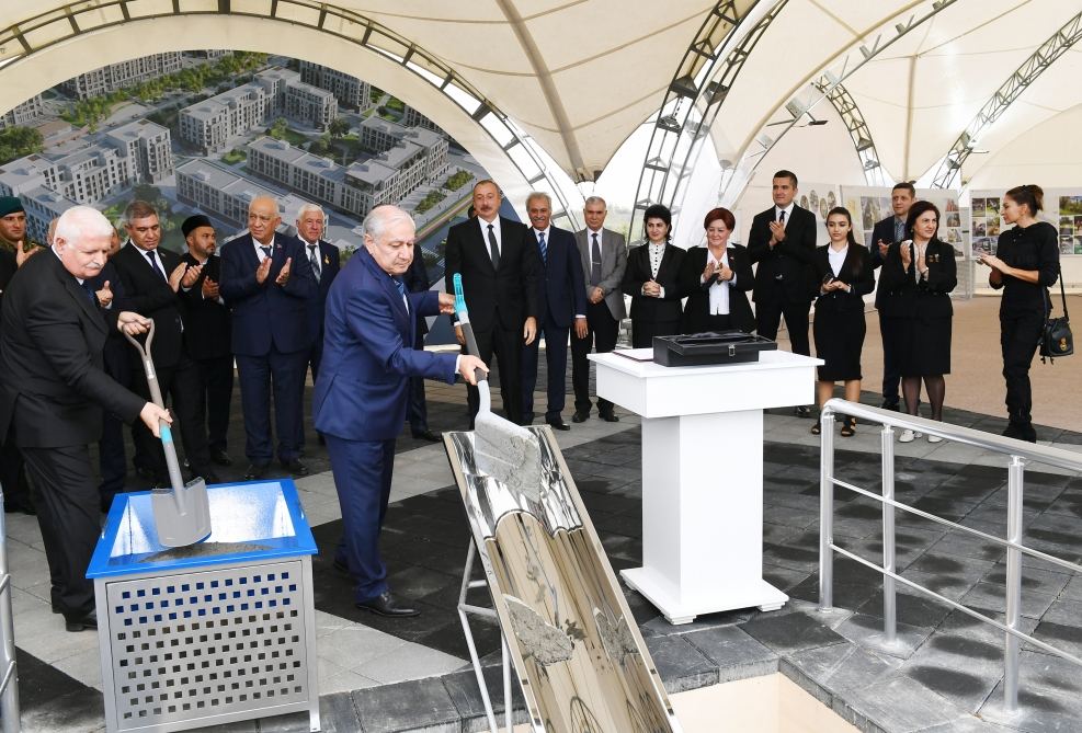 President Ilham Aliyev and First Lady Mehriban Aliyeva meet with members of general public of Fuzuli, lay foundation stone for Memorial Complex and for restoration of city (PHOTO)