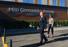 President Ilham Aliyev, First Lady Mehriban Aliyeva and their daughter Leyla Aliyeva view conditions created at new rehearsal building of National Gymnastics Arena (PHOTO)