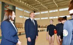 President Ilham Aliyev, First Lady Mehriban Aliyeva and their daughter Leyla Aliyeva view conditions created at new rehearsal building of National Gymnastics Arena (PHOTO)