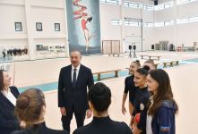 President Ilham Aliyev, First Lady Mehriban Aliyeva and their daughter Leyla Aliyeva view conditions created at new rehearsal building of National Gymnastics Arena (PHOTO)