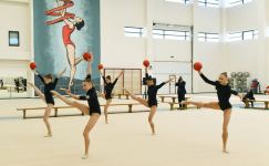 President Ilham Aliyev, First Lady Mehriban Aliyeva and their daughter Leyla Aliyeva view conditions created at new rehearsal building of National Gymnastics Arena (PHOTO)