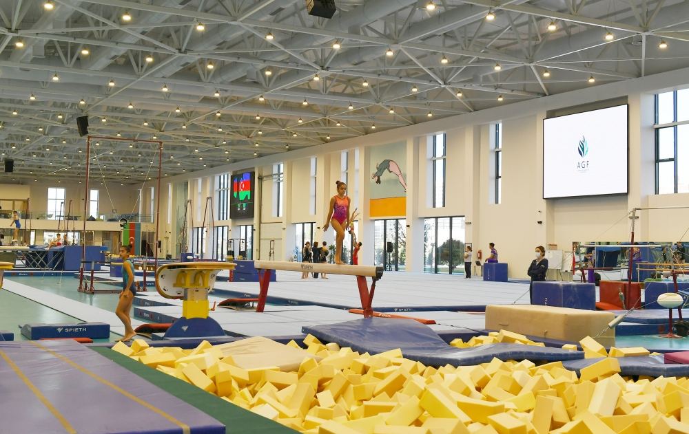President Ilham Aliyev, First Lady Mehriban Aliyeva and their daughter Leyla Aliyeva view conditions created at new rehearsal building of National Gymnastics Arena (PHOTO)