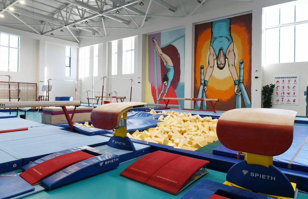 President Ilham Aliyev, First Lady Mehriban Aliyeva and their daughter Leyla Aliyeva view conditions created at new rehearsal building of National Gymnastics Arena (PHOTO)