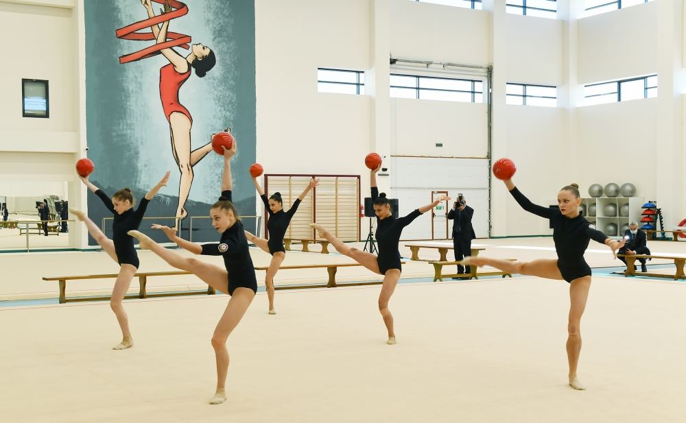 President Ilham Aliyev, First Lady Mehriban Aliyeva and their daughter Leyla Aliyeva view conditions created at new rehearsal building of National Gymnastics Arena (PHOTO)