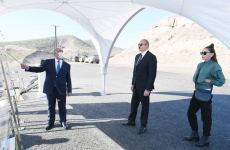 President Ilham Aliyev and First Lady Mehriban Aliyeva attend groundbreaking ceremony for Khanlig-Gubadli highway (PHOTO/VIDEO)